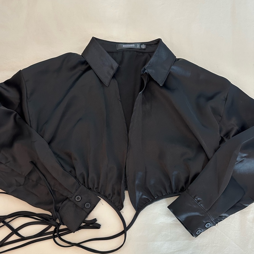 Missguided Black Satin Top